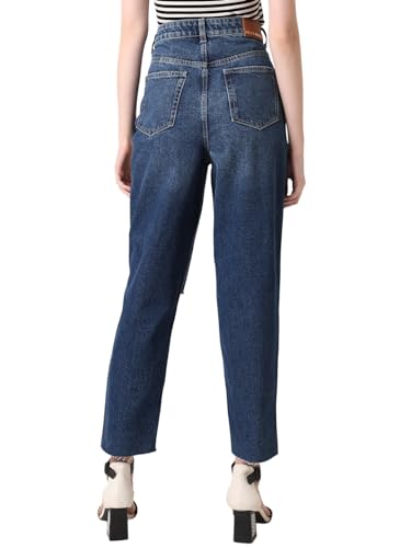 Image of VERO Moda Women's Mom Fit High Rise Distressed Jeans