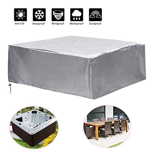 Janolia Hot Tub Cover, SPA Cover, Anti-UV, Dust-proof, Water-proof, Outdoor Cover for Hot Tub Protection Silver 218cm×90cm