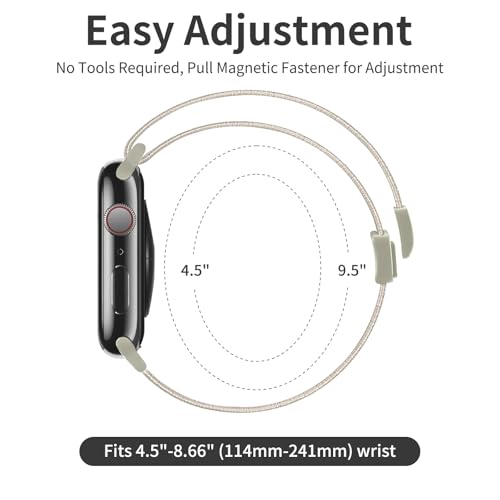 chinbersky Elastyczny pasek kompatybilny z Apple Watch 38 mm, 40 mm, 41 mm, 42 mm, 44 mm, 45 mm, 46 mm, 49 mm, z magnetycznym zamknięciem nylonowym paski z tkaniny do iWatch Ultra Series 10/9/8/7/6/5