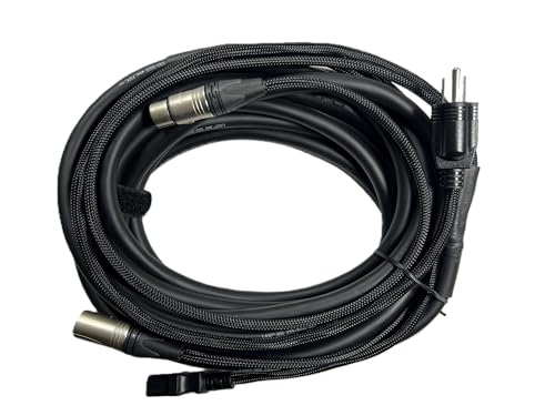 LASE 30 Ft(9.14M) Siamese Cable AC Power & XLR Audio Cable for Power Speakers