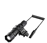 BOODMENT Tactical Flashlight 1200 Lumens LED Light with Picatinny Rail Mount for Airsoft Rifle 18650 Rechargeable Battery and Remote Switch Included for Outdoor Hunting Shooting