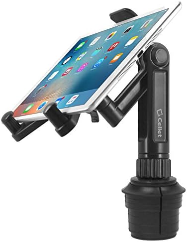 Cellet Universal 360 Adjustable Cup Holder Tablet Automobile Mount Cradle Compatible to Apple IPad Pro 12.9 IPad 9.7-inch Air 2019 IPad Mini 4 Samsung Galaxy Tab S4 S5e Surface Go Pro 6(PHC670M) 13in