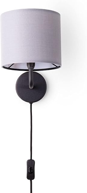 Paco Home Lampa ¦cienna Wnêtrze W³±cznik Hol Salon Jednokolorowy Dekoracja D³ugo¶æ Kabla 3m E14, Rodzaj lampy: Kinkiet - Czarny, Kolor/rozmiar:Szary (?18cm)