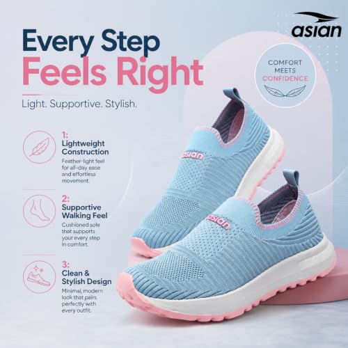 Image of ASIAN Breeze-04 Women's Slip-On Walking Shoes | Lightweight Knit Sneakers with Memory Foam Comfort | Casual, Travel