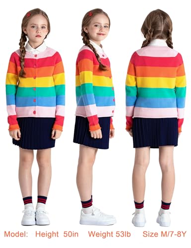 Mudkingdom Boys Girls Rainbow Clouds Cardigan Sweater Knit Long Sleeve Breasts P
