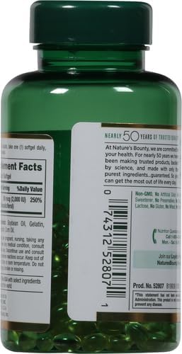 Miniatura 3 de Nature's Bounty Vitamina D3 2000 UI  Apoya la salud inmunológica, la absorción de calcio y la fuerza ósea  Esencial para huesos saludables  Sin OMG,