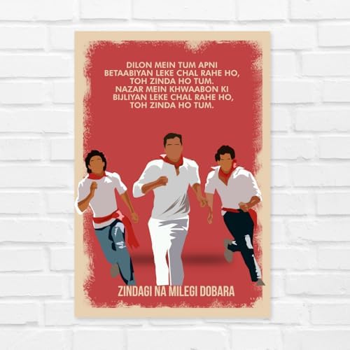 gray wall Good Hope Bollywood Movies Zindagi Na Milegi Dobara Poster, 12X18 Inch Without Frame Poster Matte Paper 300Gsm Posters Sticker For Rooms Hotel Restraunt Boys Beautiful Art Work