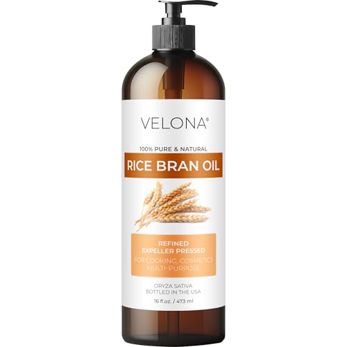 velona Rice Bran Oil 16 Fl Oz | 100% Pure and Natural Carrier Oil | Refined, Expeller Pressed | Cooking, Face, Hair, Body & Skin Care | Use Today - Enjoy Results