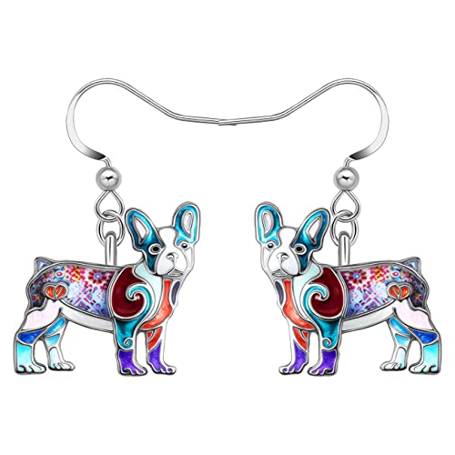 NEWEI Simpatici orecchini a forma di bulldog francese, idea regalo per donne, ciondoli a forma di bulldog francese, gioielli per adolescenti, ragazze, cane, mamma, Medio, Zinco, Nessuna pietra