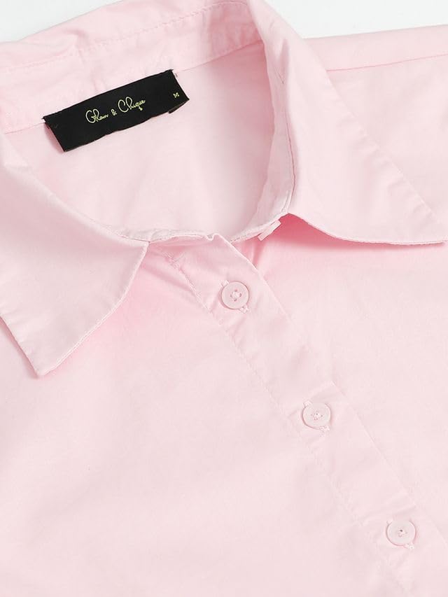 Image of Glam & Chique Women's Cropped Fitted Shirt with Adjustable Side Drawstring XS-2XL