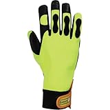 Superior Glove Chainsaw Gloves - Cut Resistant with Hi-Viz Yellow Work Gloves 385CS (1 Pair) Size Large