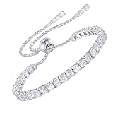 YIMERAIRE Bracelets for Womens Moissanite Tennis Bracelet 925 Sterling Silver Hypoallergenic Adjustable D Color VVS1 Clarity Solitaire Diamond Bracelets Birthday Valentines Gifts For Her/Him