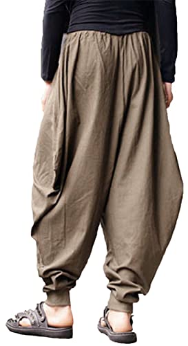 perdontoo Men's Casual Baggy Drawstring Hippie Boho Aladdin Harem Pants (29, Green)