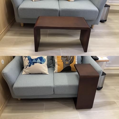 Mesa auxiliar en C de madera estrecha y extraíble para sofá y cama 7