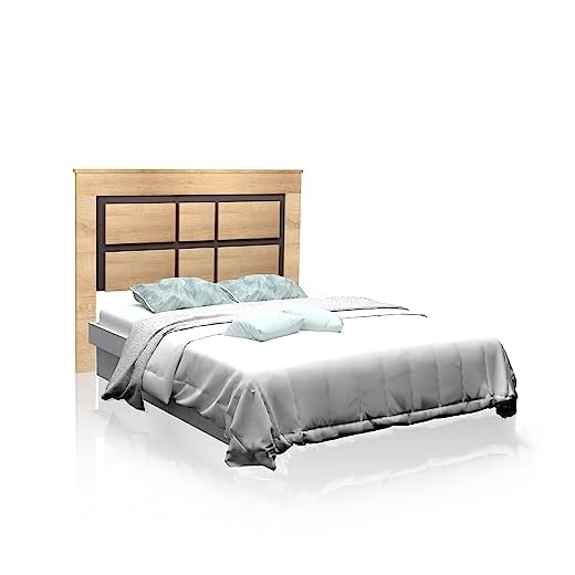 duehome Cabezal para Cama de Matrimonio, cabecero Modelo Lara, Color Cambria y Grafito, Medidas: 160 cm (Ancho) x 119,3 cm (Alto) x 3,8 cm (Fondo)