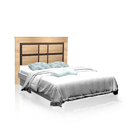 duehome | Cabezal para Cama de Matrimonio, cabecero Modelo Kira, Color Cambria y Grafito, Medidas: 160 cm (Ancho) x 119,3 cm (Alto) x 3,8 cm (Fondo)