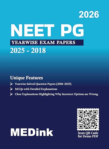 Image of NEET PG Yearwise Solved Question Papers (PYQ) for 2026 Exam | 2018-2025 Previous Year Question Papers with Detailed Explanations
