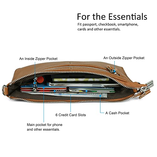 Image of befen Genuine Leather Wristlet Clutch Wallet Purses Small Crossbody Bags for Women with RFID Blocking Card Slots