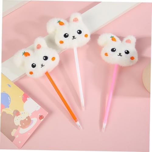 NUOBESTY 3 parça sevimli tavşan şeklinde tükenmez kalem, pelüş yazı gereçleri, ofis ve sınıf için, Kawaii kırtasiye malzemeleri, yumuşak - Görsel 4