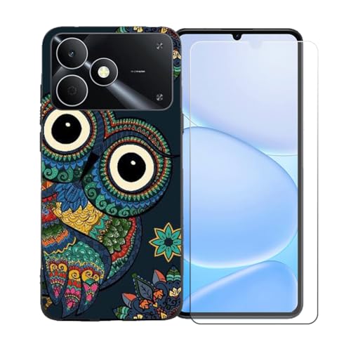 CongJiaLingXi�P�[�X�K�p�� Realme Note 80 (6.74") + �������ꂽ�K���X�X�N���[���v���e�N�^�[�A�_��ȃV���R�[���V�F���o���p�[TPU�ی�J�o�[�̂���,BST15