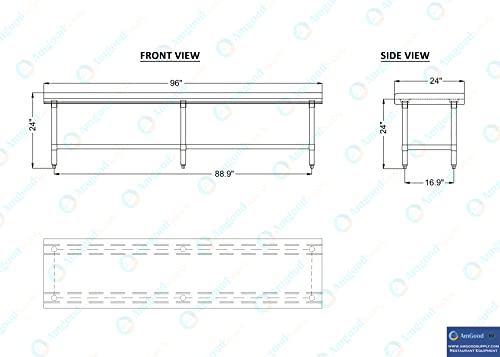 Image of AmGood Stainless Steel Equipment Stand - Heavy Duty, Commercial Grade, with Undershelf, NSF Certified (24 inch Width x 96 inch Length)