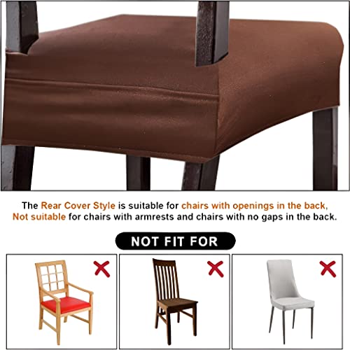 Image of Set of 6 Stretchable Dining Chair Covers, Universal Fit Washable Seat Slipcovers for Dining Room & Home Decor (Solid Brown)