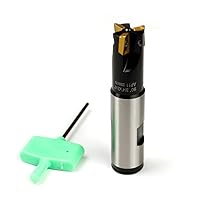 Vista 1 de OSCARBIDE Molino de extremo indexable, 3/4" Shank, 3/4" diámetro de corte, 3-1/2" longitud, 90°, AP11, 3 flautas, 3pcs APKT11T3 insertos de carburo