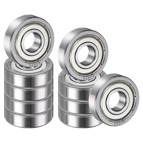 uxcell 10 Pack 609 ZZ Deep Groove Ball Bearings, 9x24x7mm Chrome Steel Double Shield Bearing for Electric Motor, Home Appliances, Garden Machinery, (ABEC5)