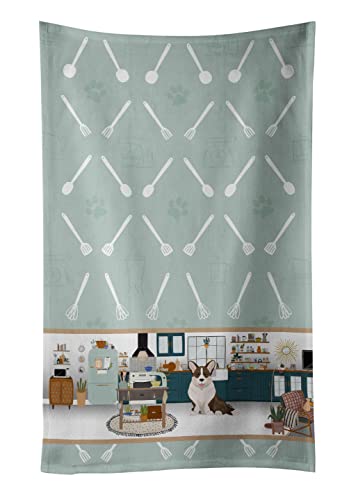 Caroline's Treasures WDK6023KTWL Brindle Cardigan Corgi in The Kitchen Kitchen Towel Dish Cloths Guest Hand Towel Decorative Bathroom Towel for Face,Tea, Dishcloth, Kitchen and Bath