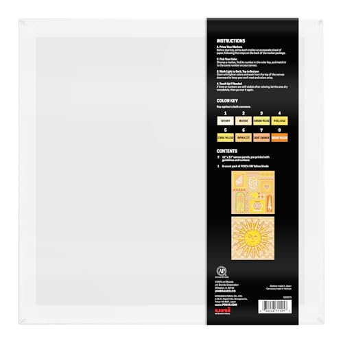 Image of POSCA Canvas Paint by Number Kit, Sunshine Mosaic - 8 Markers with 2 Pre-Drawn Canvases - for All Artists and Holiday Gifting