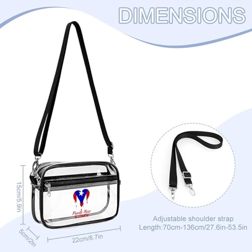 Puerto Rico Se Levanta Clear Stadium Bag Clear Mini Messenger Bags with 2 Compartments Crossbody Bag2