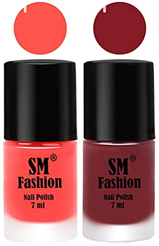 Image of Long Lasting Nail Polish | Nail Paint Combo 7 ml Each) - Set of 2 Baby Pink-Plum
