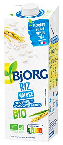BJORG - Boisson Végétale Riz Nature - Boisson Bio Sans Sucres Ajoutés - Brique de 1 Litre