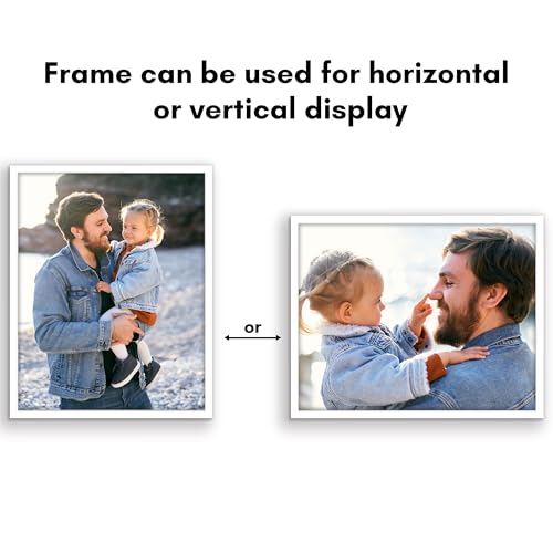 Image of Americanflat 11x14 Picture Frame with Shatter-Resistant Glass - Streamline Collection - Thin Border Picture Frame for Wall Display - Hanging Hardware Included - White