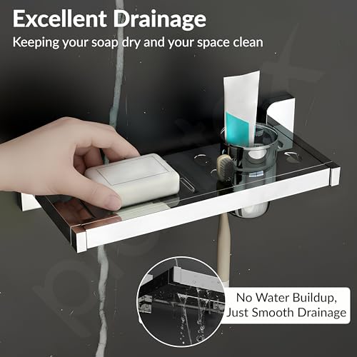 Image of Plantex 304 Grade Stainless Steel 2in1 Soap Dish with Tumbler Holder for Bathroom /Toothbrush Holder with Soap Case /Soap Holder /Tumbler Holder - Bathroom Accessories (Rolex, Chrome)