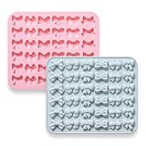 2 Pcs Bow Silicone Chocolate Molds, 36-Cavity Mini Bow Shape Candy Molds Tray for Cake, Pudding, Jelly, Ice Cube, Biscuits and Cake Decorating, DIY Crafts