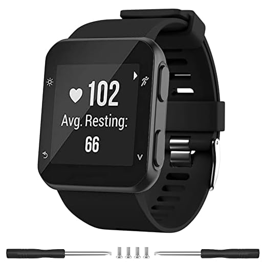 Meifox Compatible with Garmin Forerunner 35 Band,Solf Silicone Replacement Bands for Garmin Forerunner 35 Watch (Black)