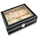 Produktbild Retoo Uhrenbox, 10 Fächern, Glasabdeckung, Uhre, Herausnehmbaren, Größe, 25,4x7,8x20,2cm Uhrenpolstern, Gehäuse, Samtfutter, Herren, Organizer, Schwarz