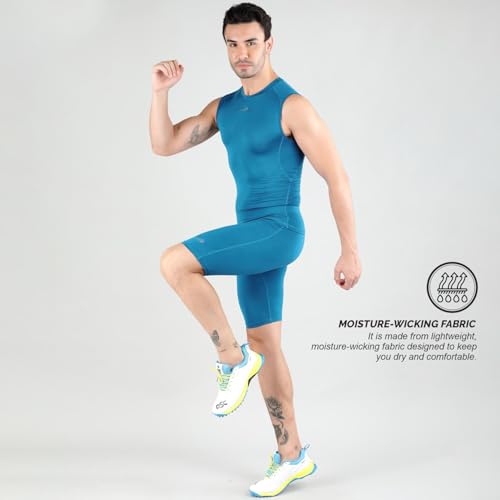 Image of DSC Men's Solid Athletic Fit Sando Compression (DSMPS320-L Azure L)