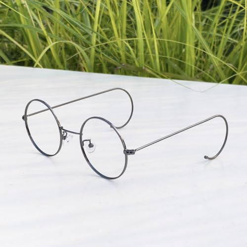Image of Vintage Gunmetal Round Glasses 46mm Flexible Optical Metallic wire Spring Frame