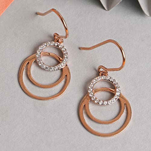 Image of Clara 925 Sterling Silver Irina Pendant Earring Chain Jewellery Set | Rose Gold Rhodium Plated, Swiss Zirconia | Gift for Women & Girls