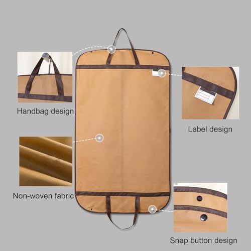 39'' Travel Garment Bags - Foldable Suit Covers, Waterproof & Dustproof Hanging Clothes Storage Solution for Travel & Closet Organization, Brown image 3