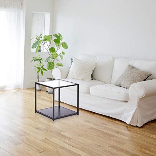 Relaxdays Mesa Auxiliar Cuadrada con Dos Baldas, Cristal-DM-Metal, Negro-Marrón, 50 x 50 x 50 cm - imagen 5