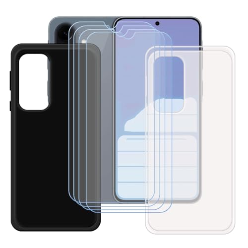 BMPNLSZ �K�p Samsung Galaxy A57 5G�p+[4�_�Z�b�g]HD�����K���X�V���J�Q���V�F��TPU�ی�o�b�N�V�F���ėp�u���b�N+�������V�F��-Samsung Galaxy A57 5G�p�X�N���C�u�h�~�ی�J�o�[(6,7")