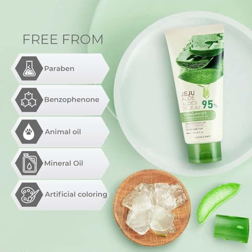 Image of The Face Shop Pure Aloe Vera Gel, 300ml for Skin, Hair & Body | Aloe Vera with Vitamin E | Clear Gel for Ultimate Hydration & Glow | Korean Skin care products