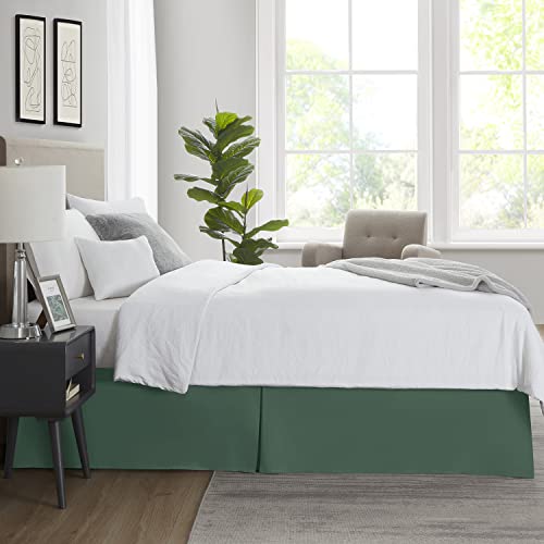 Image of Nestl Hunter Green Bed Skirt Cal King Size - Cal King Bed Skirt 14 Inch Drop - Brushed Microfiber Bed Skirts - Hotel Quality Pleated Bed Skirt - Shrinkage & Fade Resistant