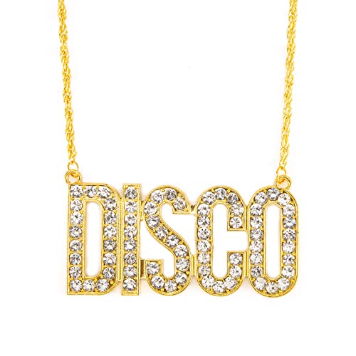 SEX POINT Disco Necklace Hippie Necklace for Men 70s Disco Outfit Gold Chain Disco Accessories Trendy Ncklace for 70s Party Jewelry Gift