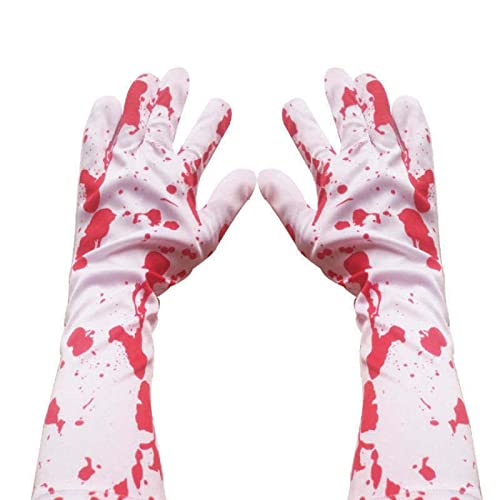 HDNCJFLEQ Bas de sang pour Halloween, gants de Pâques zombies taches de sang longs gants de maquillage pour infirmières, bas de sang blancs et gants de sang d'Halloween Cover