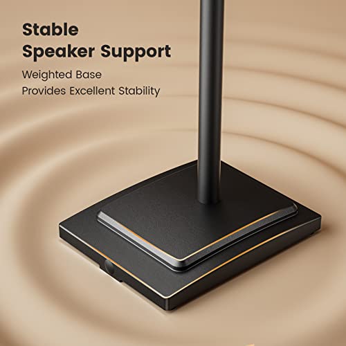 Perlegear Speaker Stands - Hight Adjustable Extend 22'' To 39'' For Satellite Speakers, Small Bookshelf Speaker Stands Holds 9 Lbs, Stable With Weighted Base For Bose Jbl Sony Vizio Yamaha #TOP2