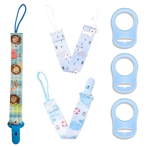Cadenas para Chupetes Bebe, 3 Pieza Clip Chupetero Tela, Chupeteros, Chupete Cuerda Tela Suave Cadena para Chupete, Chupetero Tela con Clip, Chupete Bebé Clips Porta Adaptador para Niño y Niña